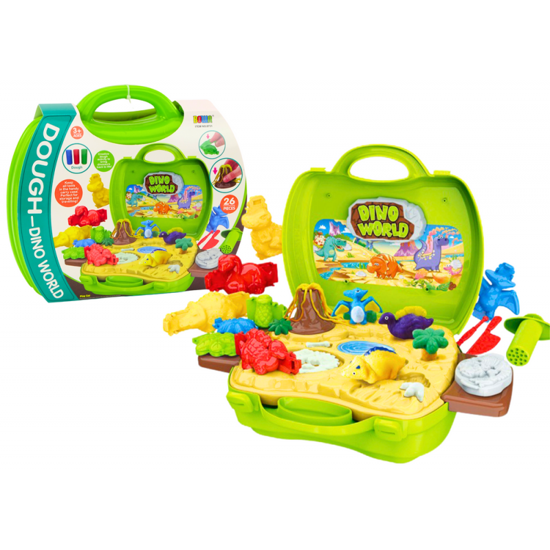 Playdough dinosauruste maailm kohvris Vormid Tööriistad Roheline