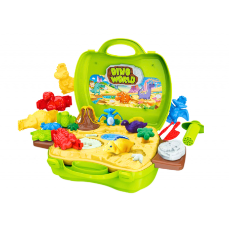 Playdough dinosauruste maailm kohvris Vormid Tööriistad Roheline