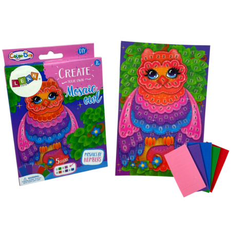 DIY värviline mosaiikkooriv öökulli komplekt