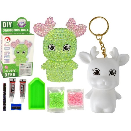 DIY Diamond Creative Kit Rohelised põhjapõdrakristallid litrid 3D võtmehoidja