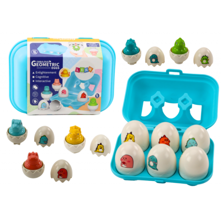 Kuue värvilise geomeetrilise dinosauruse muna komplekt