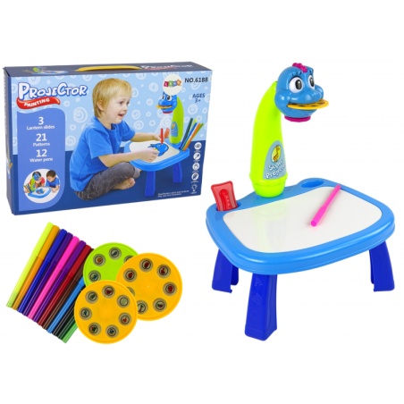 Projektor dinosauruste joonistamise õppimiseks projektori laud