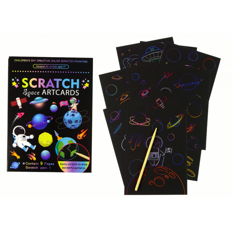 Scratch värvimisraamat lastele kosmoses