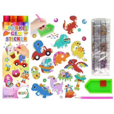 Teemanttikandiga kleebiste komplekt dinosauruste mosaiik