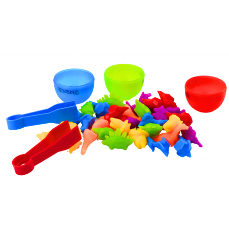 Dinosauruste munasorteerija värvilised tangid, 6 tükki