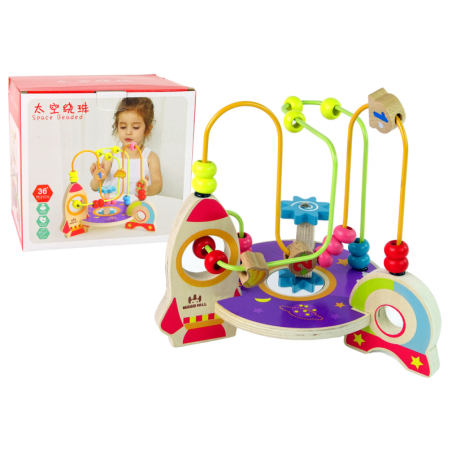 Õpetlik puidust põimimine Rocket Space helmeste labürindis