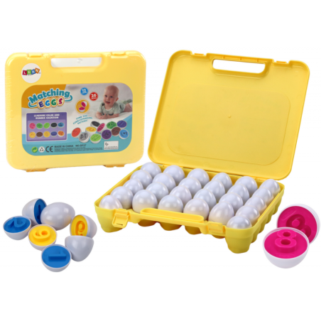 Õppemunad kohvris pusle värvinumbrite õppimine