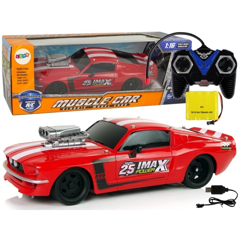 R/C sportauto 1:16 Red White Stripes Pilot
