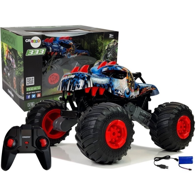 Dinosauruse kaugjuhtimispuldiga maastikuauto suurte ratastega 2,4G