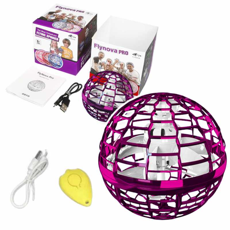 Lendav pöörlev pall Flynova käsitsi juhitav roosa LED 10cm