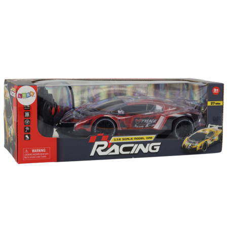 Kaugjuhitav RC-sportauto 1:16 skaala punased tuled