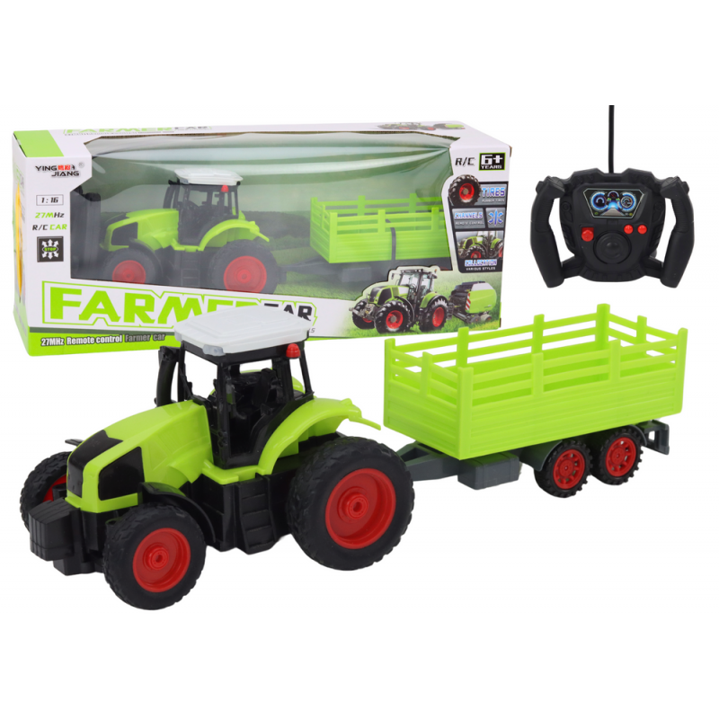 Kaugjuhitav RC-traktor haagisega 1:16 Roheline