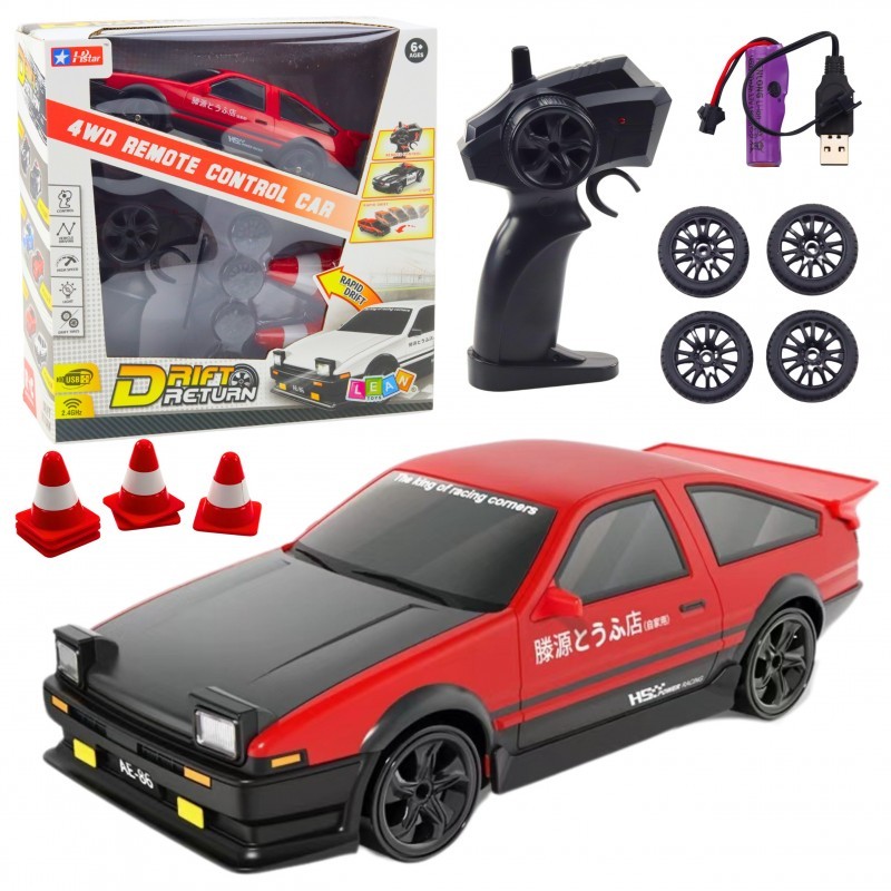 Drift Sportauto puldiga vahetatavad rattad RC 4WD Red