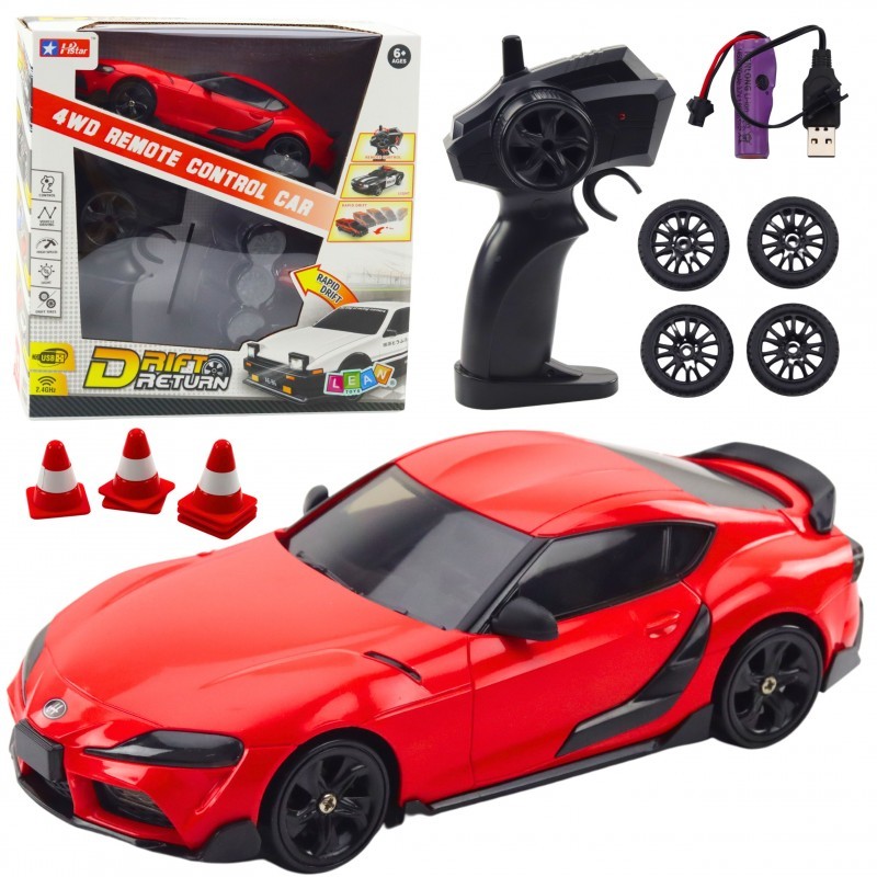 Drift Sportauto puldiga vahetatavad rattad RC 4WD Red