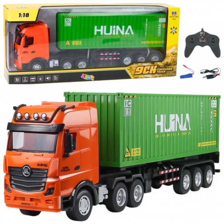 RC veoauto konteineriga kaugjuhtimispuldiga Huina Green 1:18