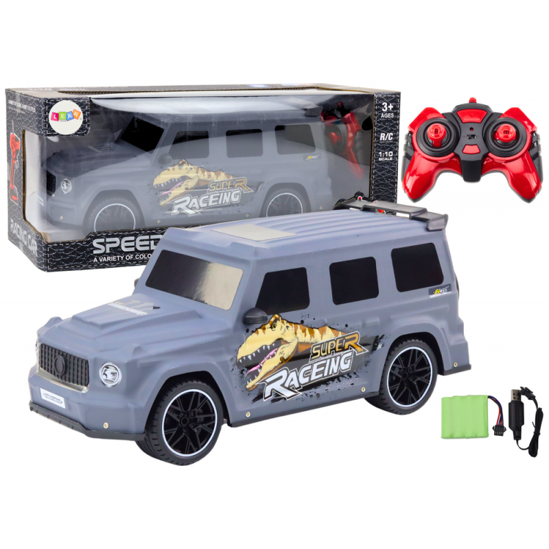 Hall kaugjuhitav auto dinosauruse graafikaga, 1:10