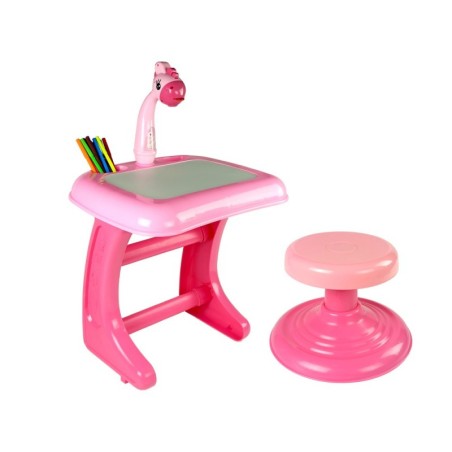 Joonistuslaud Tooli projektor Roosad pastakad Pildid