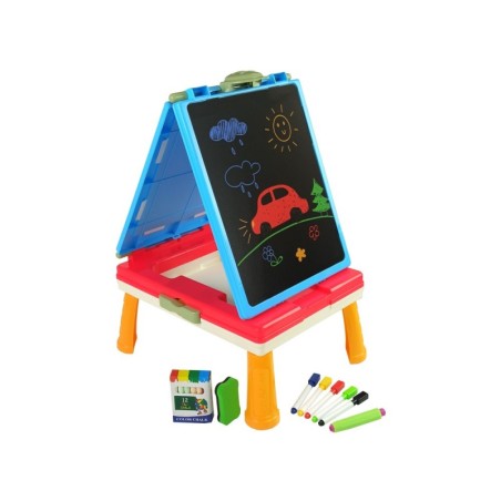 Kolm-ühes Magnet-kriiditahvel, sinine mängulaud