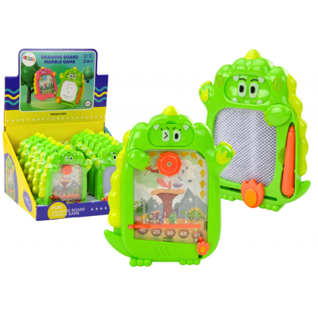 Joonistuslaua taskumäng 2in1 roheline dinosaurus