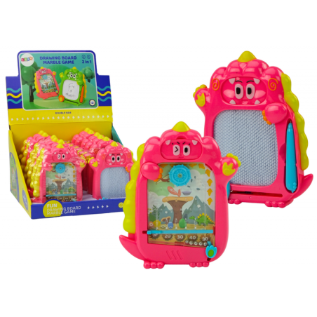 Joonistuslaua taskumäng 2in1 roosa dinosaurus