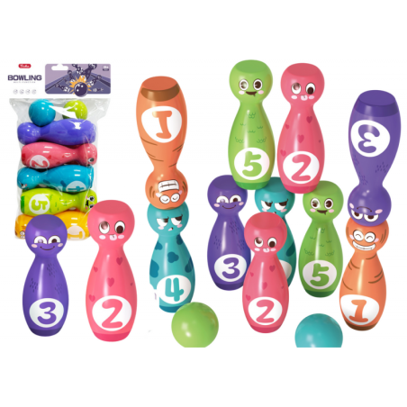 Bowlingu komplekt Smiley Balls värvilised 10tk