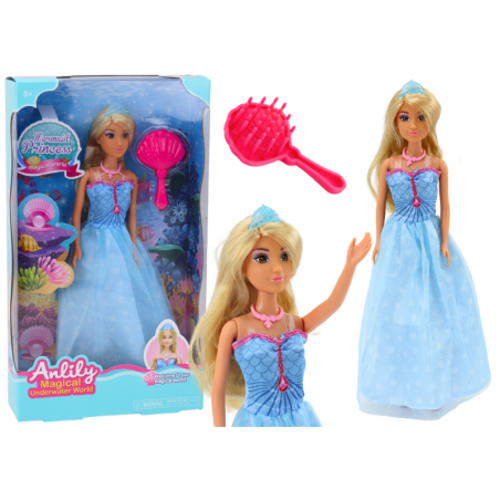 Anlily merineitsi printsessi sinine kleidipintsli nukk