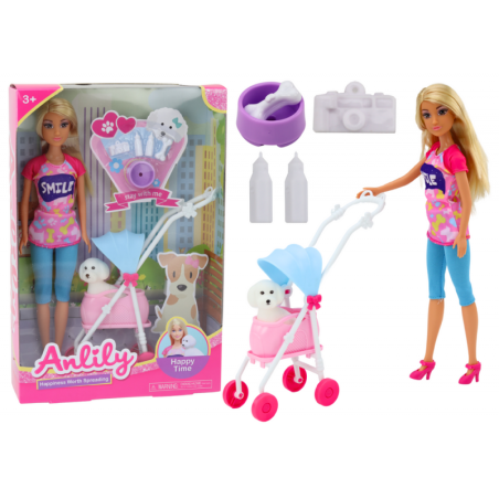 Anlily nukk koeraga kärus