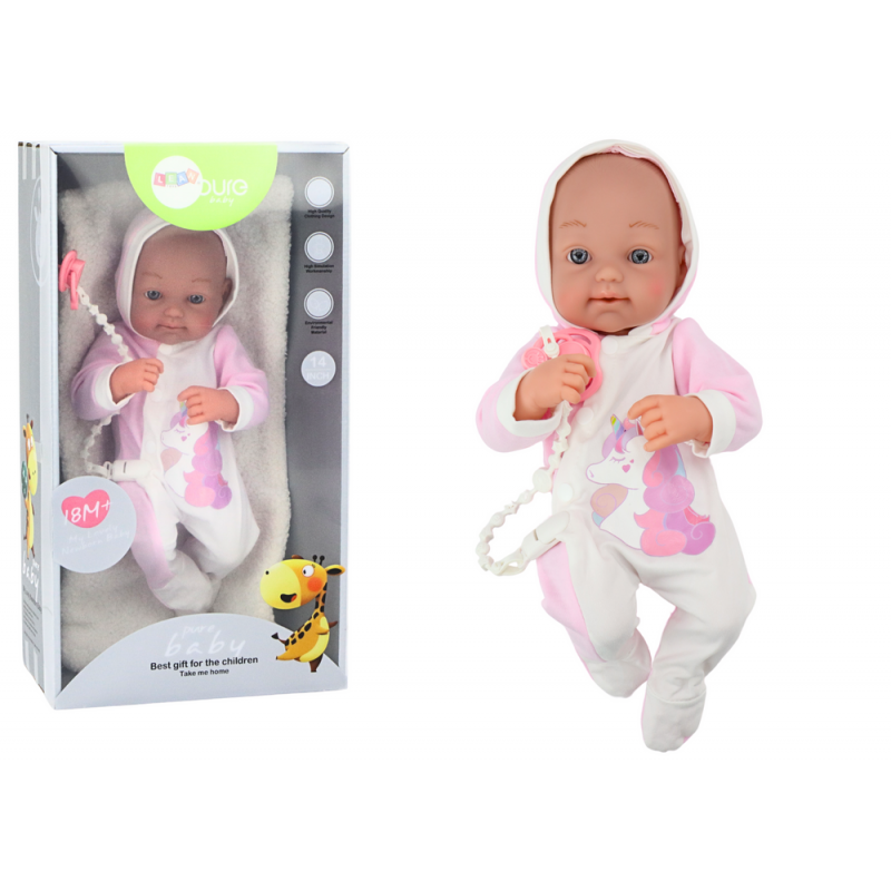 Beebi nukk lutiga Unicorn Bodysuit Roosa tekk Aksessuaarid 35 cm