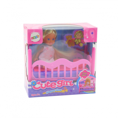 Mini nukk pidžaamas, roosa voodi