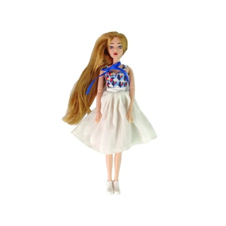 Nukk kassi pikkade pruunide juustega