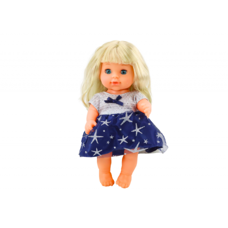 Nukk tumesinise kleidiga Pissiv ja pudeliga