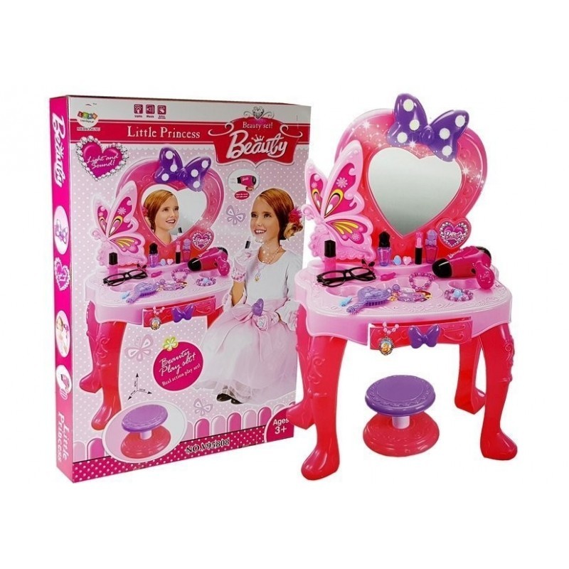 Beauty Set Tualettlaud tüdrukule peegli, helide ja valgustega