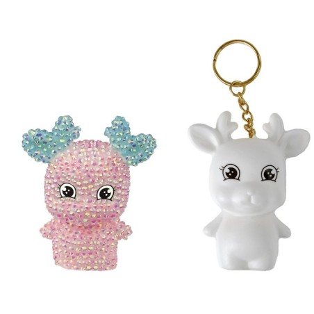 DIY Diamond Creative Kit Roosa põhjapõdra kristallidega litrid 3D võtmehoidja