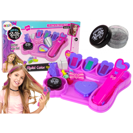 Juuksekujunduskomplekt värviliste kriitidega juuste sirgendaja + juukseaksessuaarid
