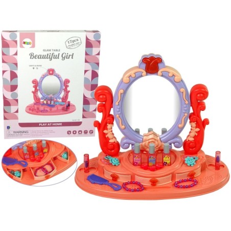 Peegli valguse heliga meigilaud