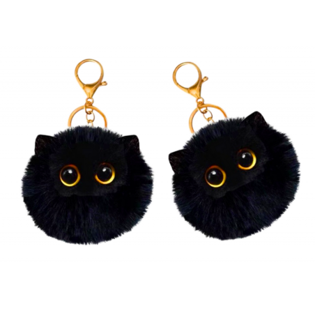 Plush Cat võtmehoidja Ornament Silmad Kõrvad Must