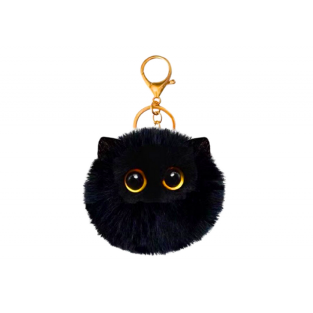 Plush Cat võtmehoidja Ornament Silmad Kõrvad Must