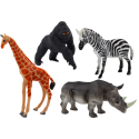 Aafrika loomad kujukeste komplekt, 4 tükki, kaelkirjak, gorilla, sebra ja ninasarvik