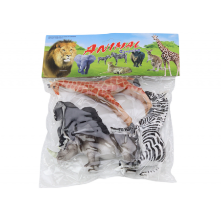 Aafrika loomad kujukeste komplekt, 4 tükki, kaelkirjak, gorilla, sebra ja ninasarvik