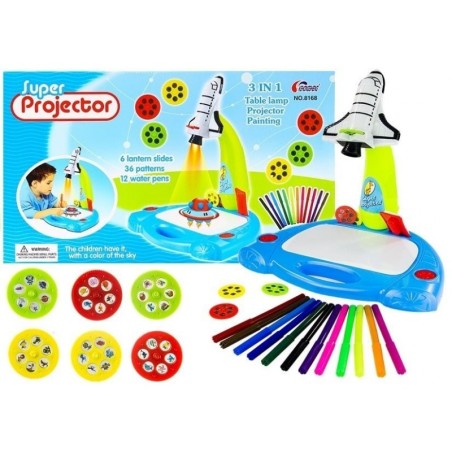 Projektoriga maalimine Lennuk Kids Loominguline laternakomplekt, slaidid 36 mustriga