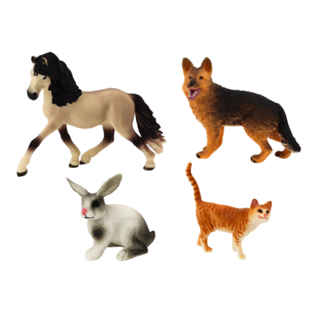Lemmikloomafiguuride komplekt hobune koer jänes kass 4 tükki