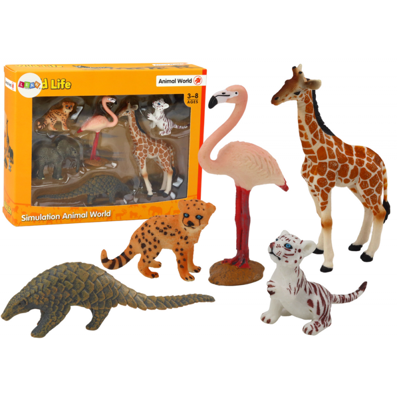 Loomade kujukeste komplekt Kaelkirjak Flamingo Elevant Tiiger