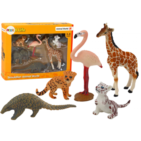 Loomade kujukeste komplekt Kaelkirjak Flamingo Elevant Tiiger