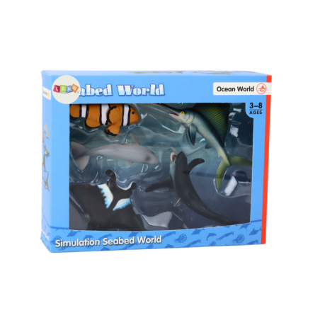 Sea Animal Figuuride komplekt Shark Dolphin Stingray 5 tk