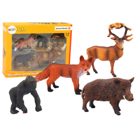 Kujukeste komplekt: metsaloomad, hirved, metssiga, rebane, gorilla