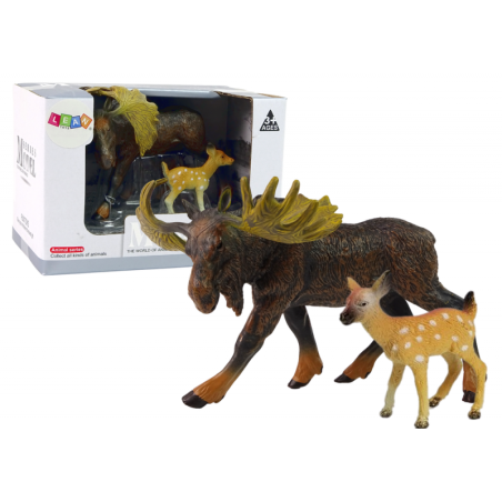 Komplektis 2 põdra- ja noorhirvefiguuri Metsaloomad