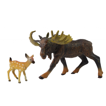 Komplektis 2 põdra- ja noorhirvefiguuri Metsaloomad