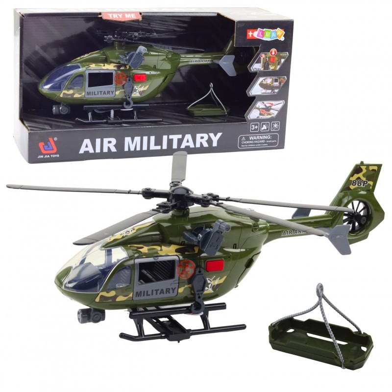 Sõjaväehelikopter Military Hook kanderaamiga tuled helid 1:12