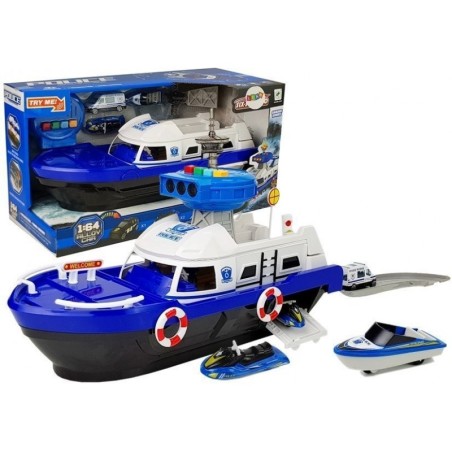 Politsei transpordilaev autode, helide ja tuledega