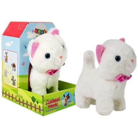 Interaktiivne kass valge kõnnib ja laulab heli